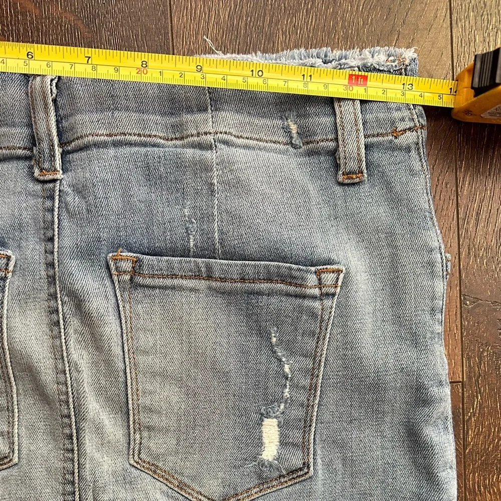 J BRAND Lela Drift Dipped Indigo Pencil Frayed Stretch Denim Jeans Skirt 24